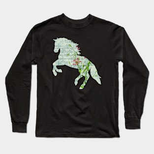 Floral Sheet Music - Horse Long Sleeve T-Shirt